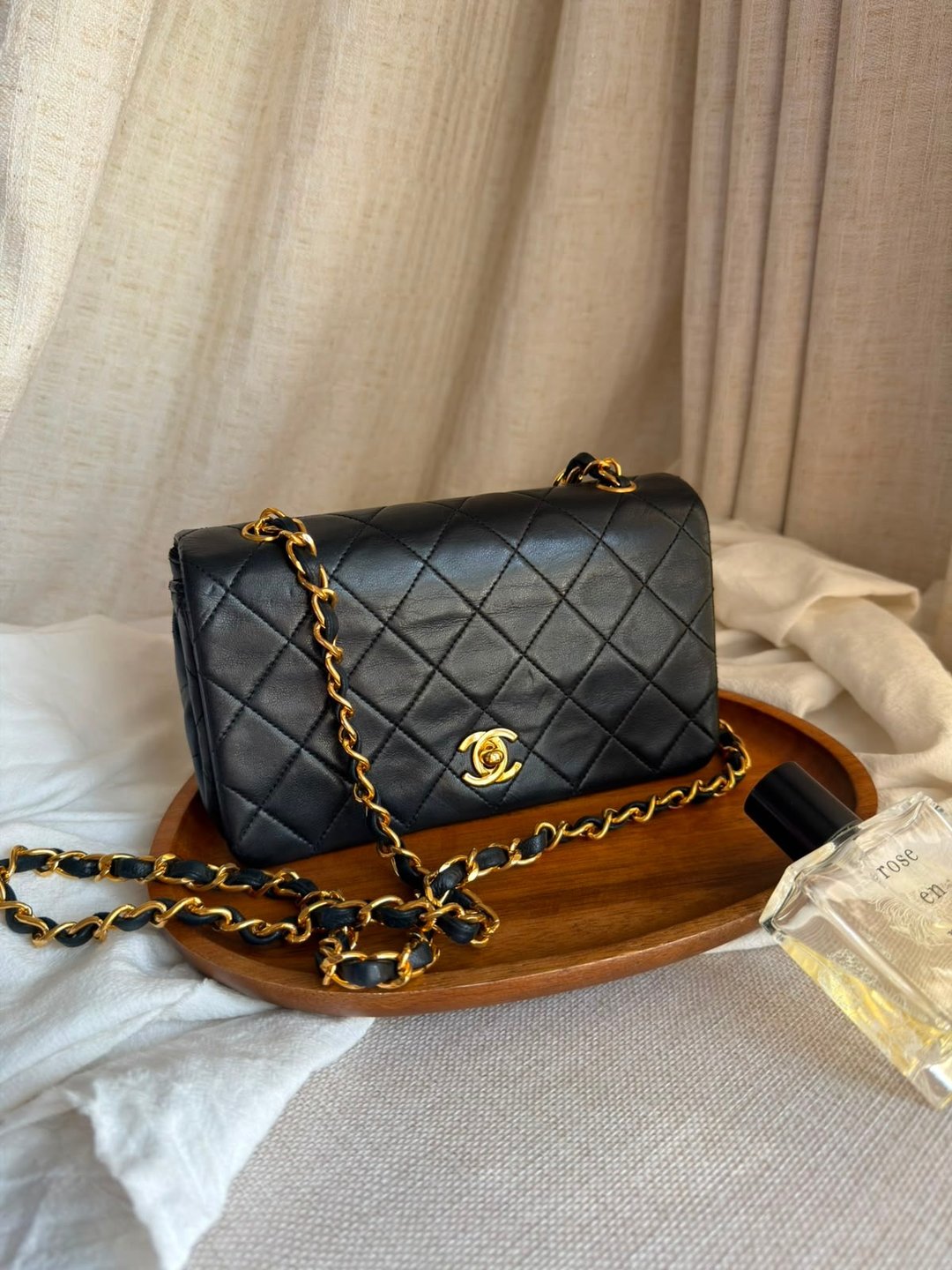 Vintage Chanel 复古香奈儿羊皮全翻盖链条斜背包中古包 - 侧背包/斜挎包 - 真皮 黑色
