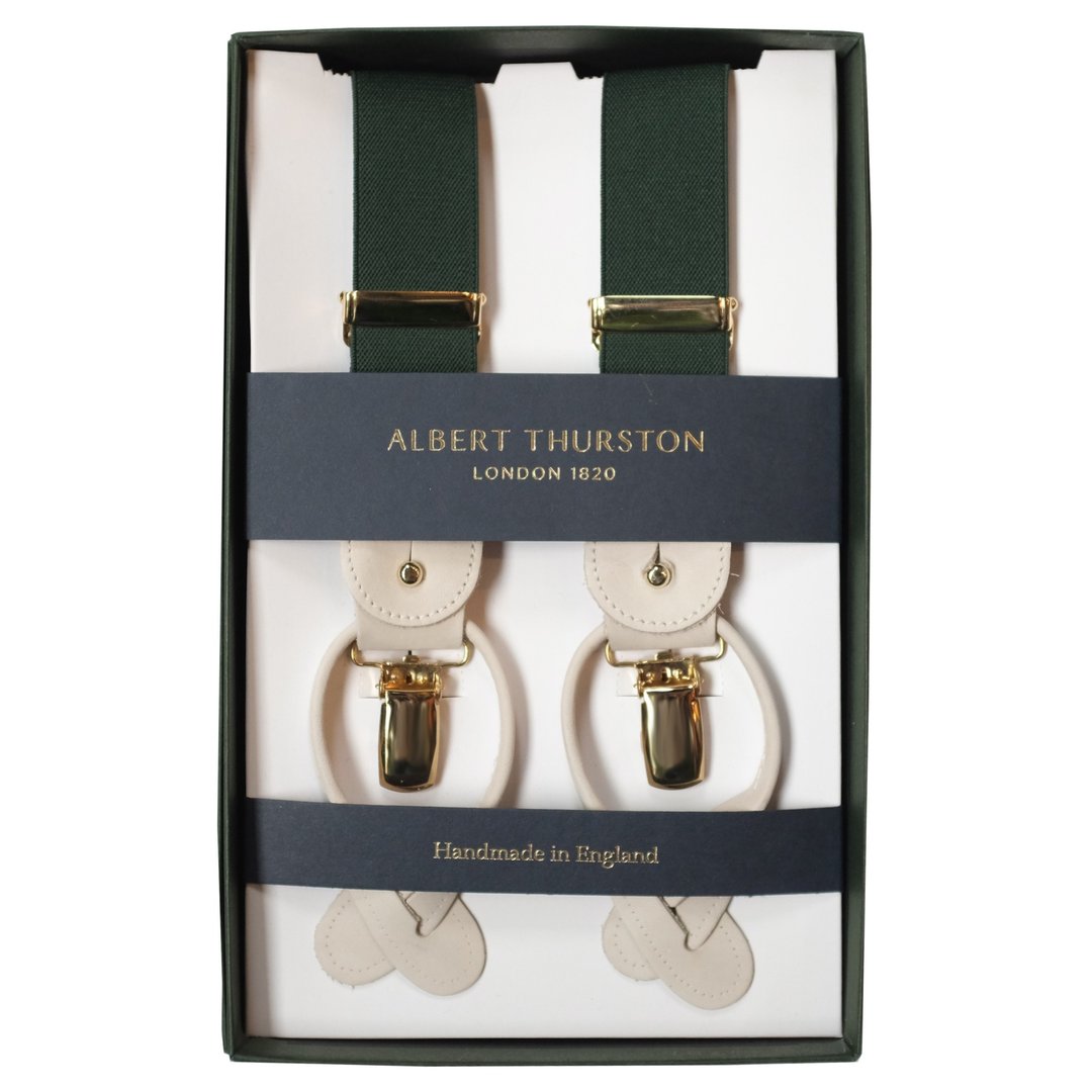 吊带 Albert Thurston 墨绿 2合1 英国制 绅士 braces suspender - 皮带/腰带 - 真皮 绿色