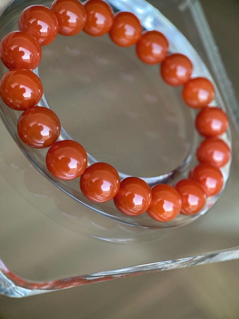 南红玛瑙 保山冰红料 高品满色 樱桃红 手串手链 9.7mm - 手链/手环 - 半宝石 