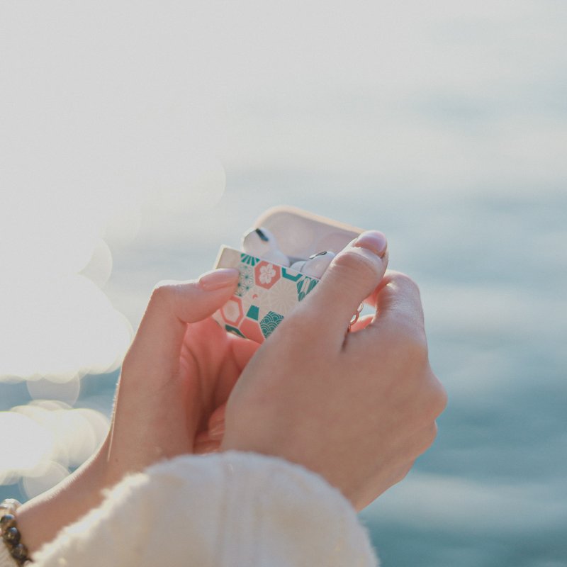 富士山 六角 磁砖系列 - 粉 / AIRPODS 保护套 - 耳机收纳 - 硅胶 粉红色