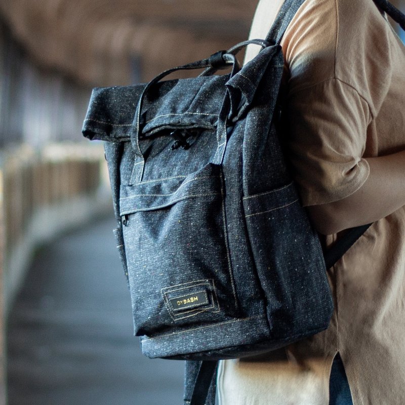 【14寸百变中米克包】DYDASH  3way手提/肩背/后背包－黑学院牛仔 - 后背包/双肩包 - 尼龙 