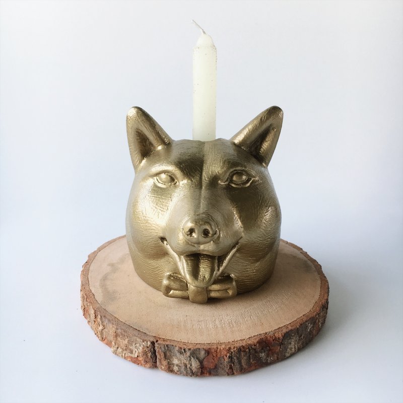 shiba head planter - 摆饰 - 树脂 金色