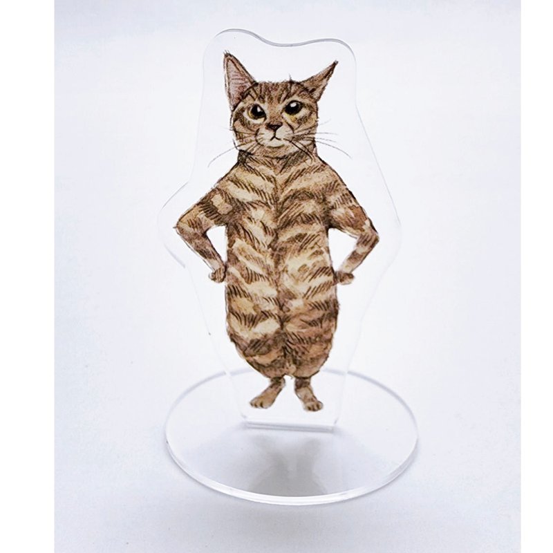 有没有在好好工作/猫咪打气压克力立牌-虎斑插腰款 - 摆饰 - 压克力 