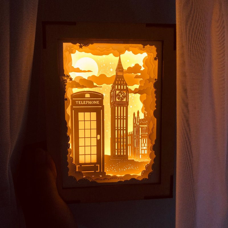 迷你纸雕小夜灯 大笨钟 城市系列 伦敦 定制化人像 剪影 - 灯具/灯饰 - 纸 橘色