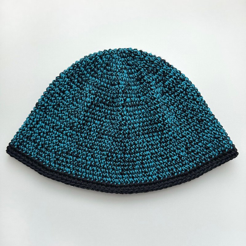 手作编织帽/毛线帽/渔夫帽/手工钩针帽/针织帽 - 帽子 - 棉．麻 蓝色