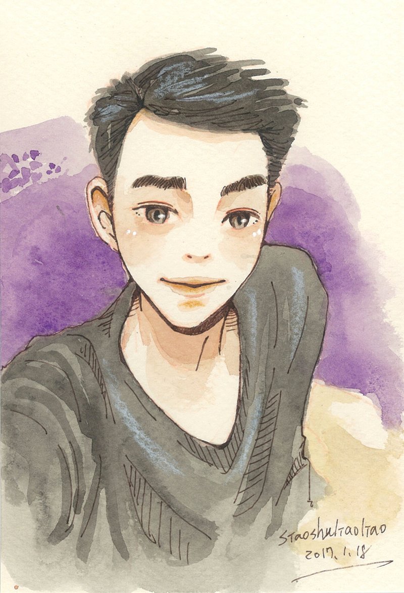 定制/似颜绘插画/单人(半身)/A6 - 订制画像 - 纸 多色