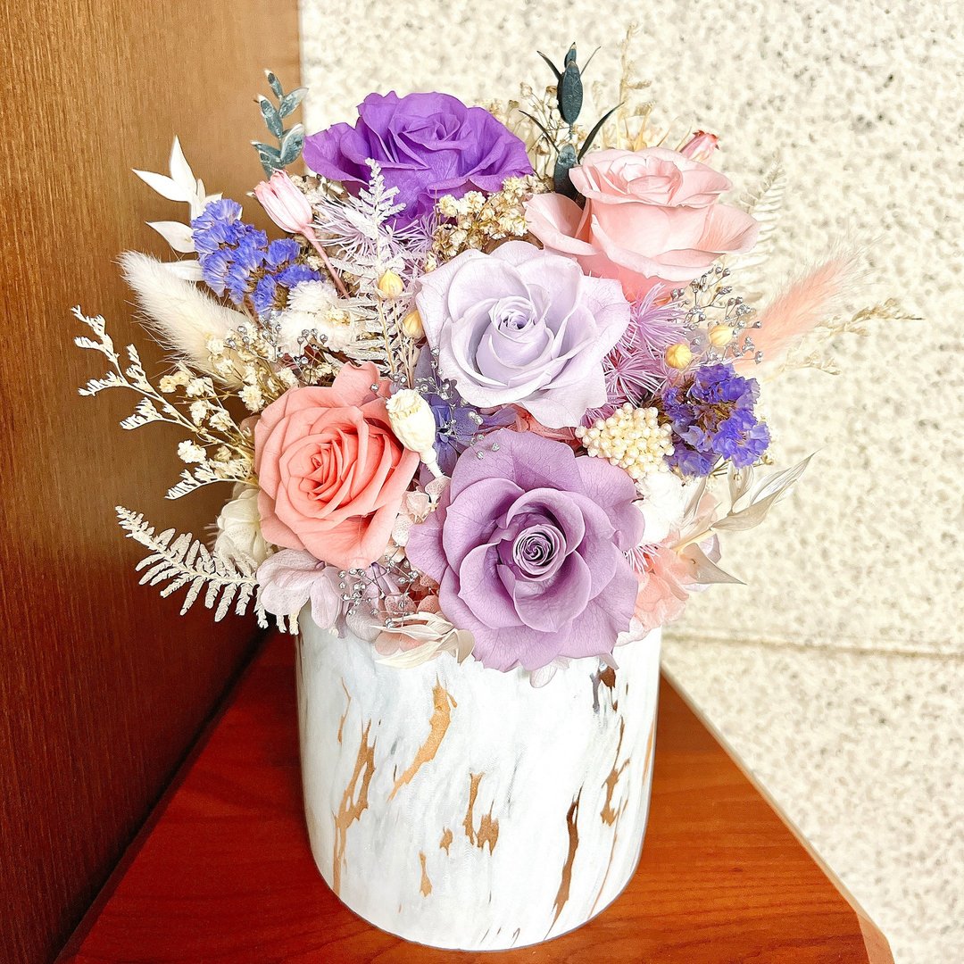 粉紫色系/永生花/干燥花/大盆花/大桌花 - 干燥花/捧花 - 植物．花 多色