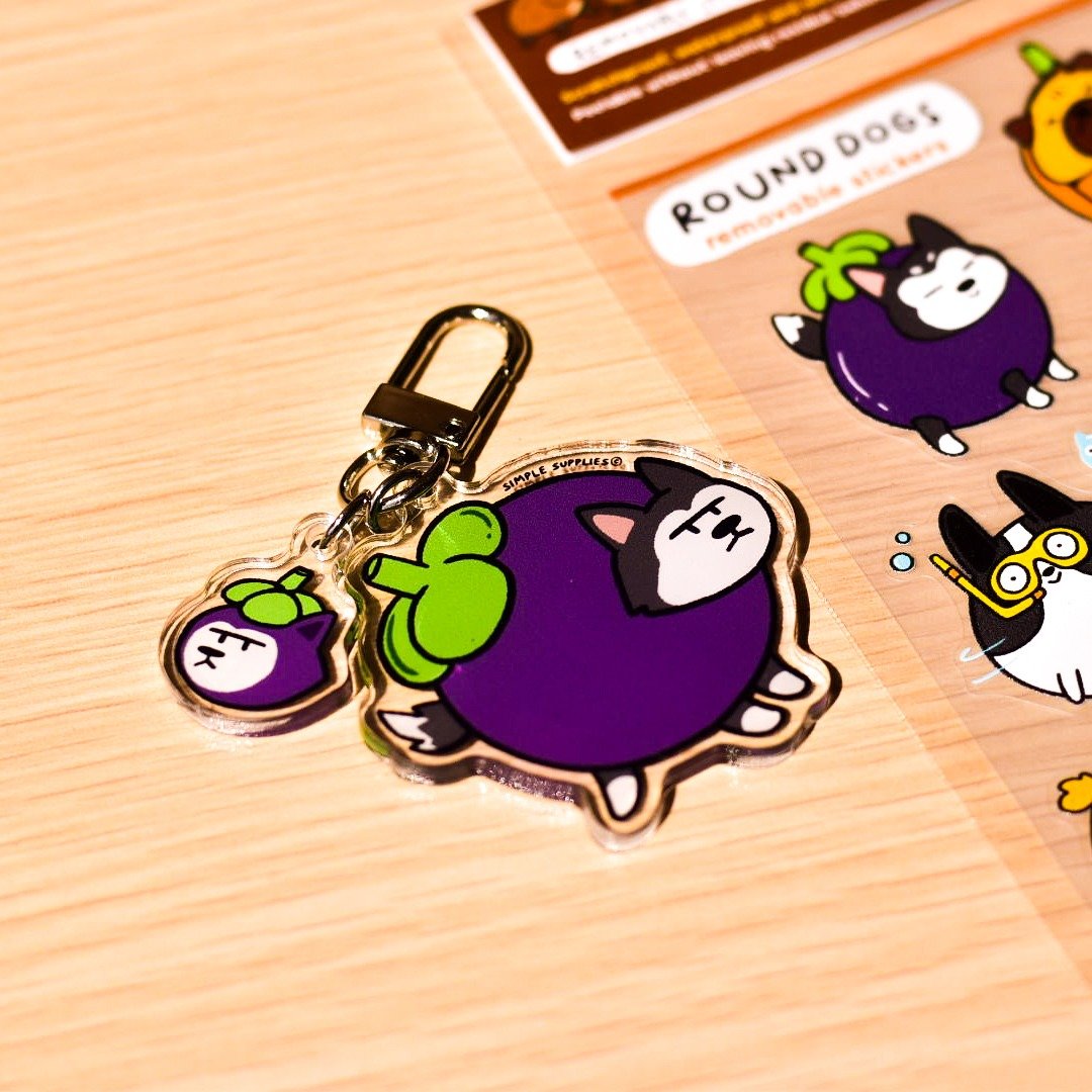 柯基芒果 (Mangosteen Husky) 钥匙圈/吊饰 - 吊饰 - 压克力 紫色