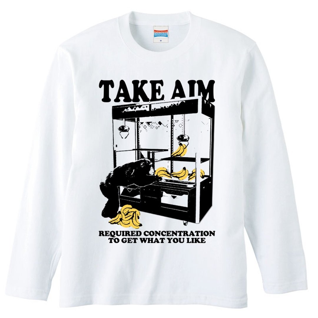 Long Sleeve T-shirt / Take Aim - 男装上衣/T 恤 - 棉 白色
