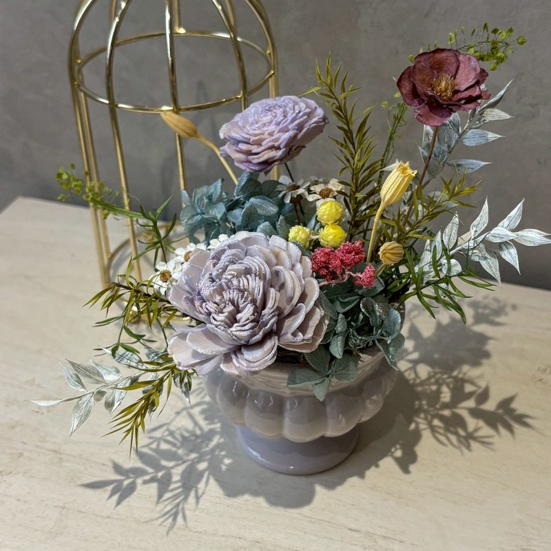 永生盆花 情人节 开幕送礼 韩式冠军杯/索拉花 - 干燥花/捧花 - 植物．花 紫色