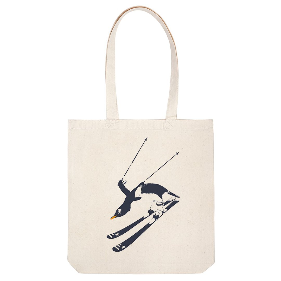 tote bag / 直滑降ペンギン - 手提包/手提袋 - 棉 卡其色