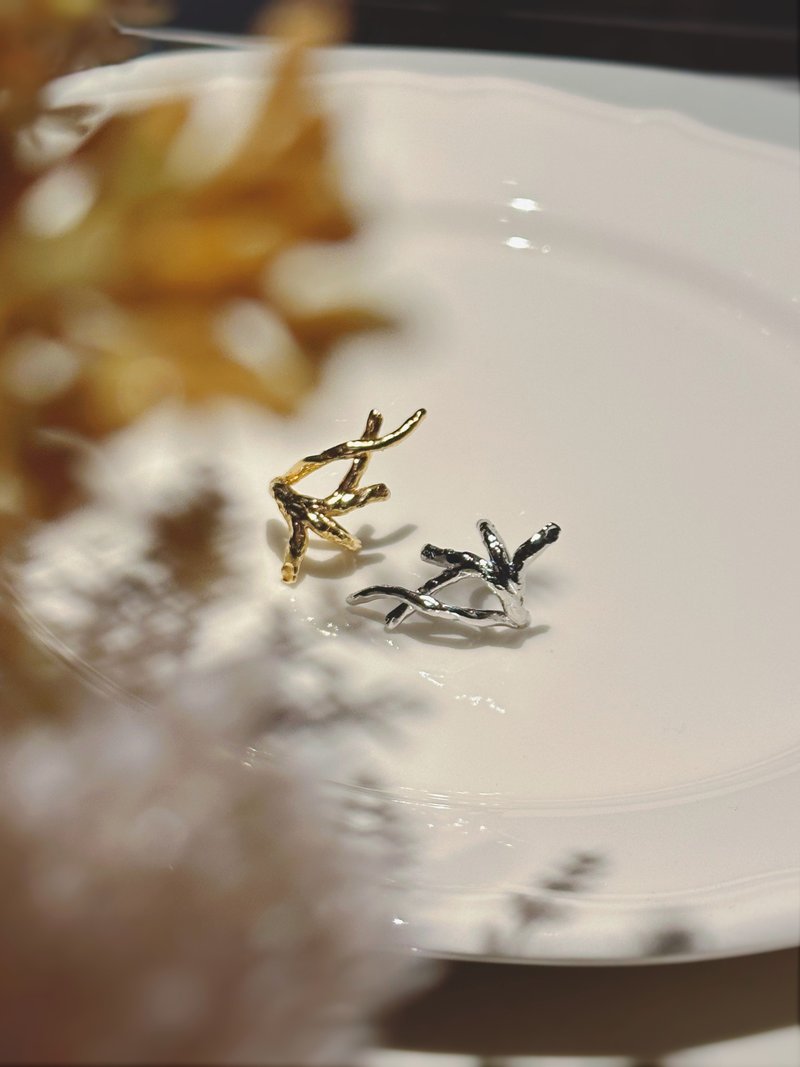 繁枝耳扣Earcuff-单只 - 耳环/耳夹 - 纯银 银色