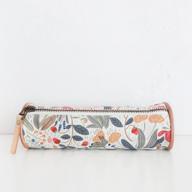 Alice 帆布 皮革笔袋 文具收纳包 文创 生日礼物 聖誕節禮物 - 铅笔盒/笔袋 - 棉．麻 白色