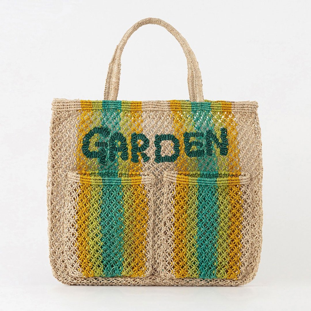 【The Jacksons】Garden 字母包-Monty-Natural&Bottle Green - 手提包/手提袋 - 棉．麻 多色