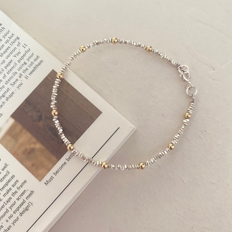 金珠碎银子手链 美国14KGF包金 泰国清迈碎银子 纯银制手环 - 手链/手环 - 纯银 