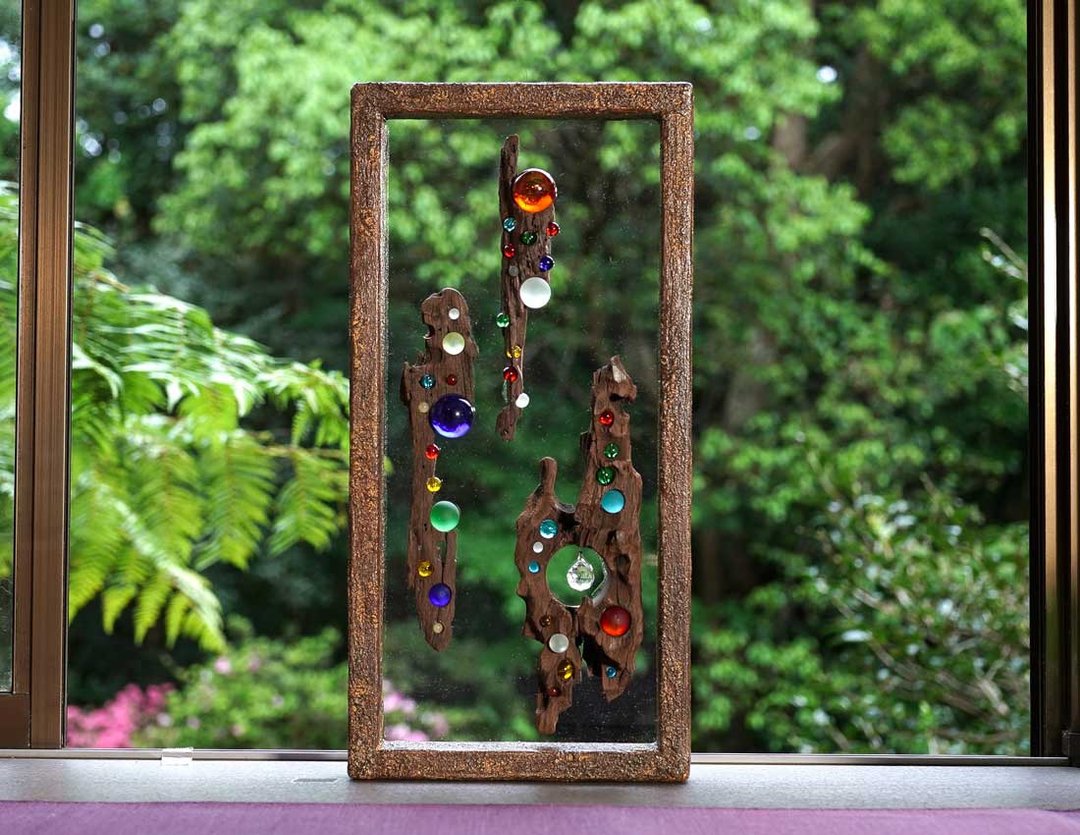 driftwood sun catcher window decoration glass ball glass ball marble wall décor natural art 30 - 墙贴/壁贴 - 玻璃 咖啡色