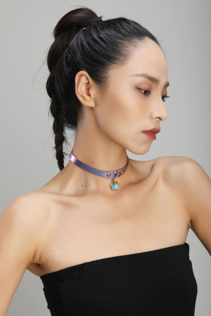 Starry Sky 许愿球炫彩 Choker –细款 - 项链 - 真皮 