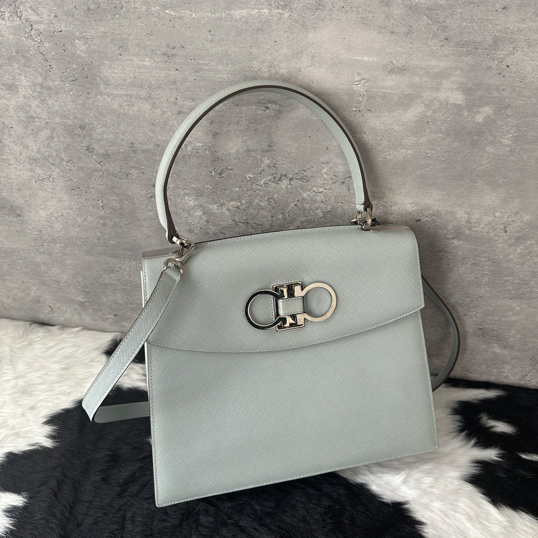 Salvatore Ferragamo 菲拉格慕 双开马蹄扣 kelly 包 - 侧背包/斜挎包 - 真皮 绿色