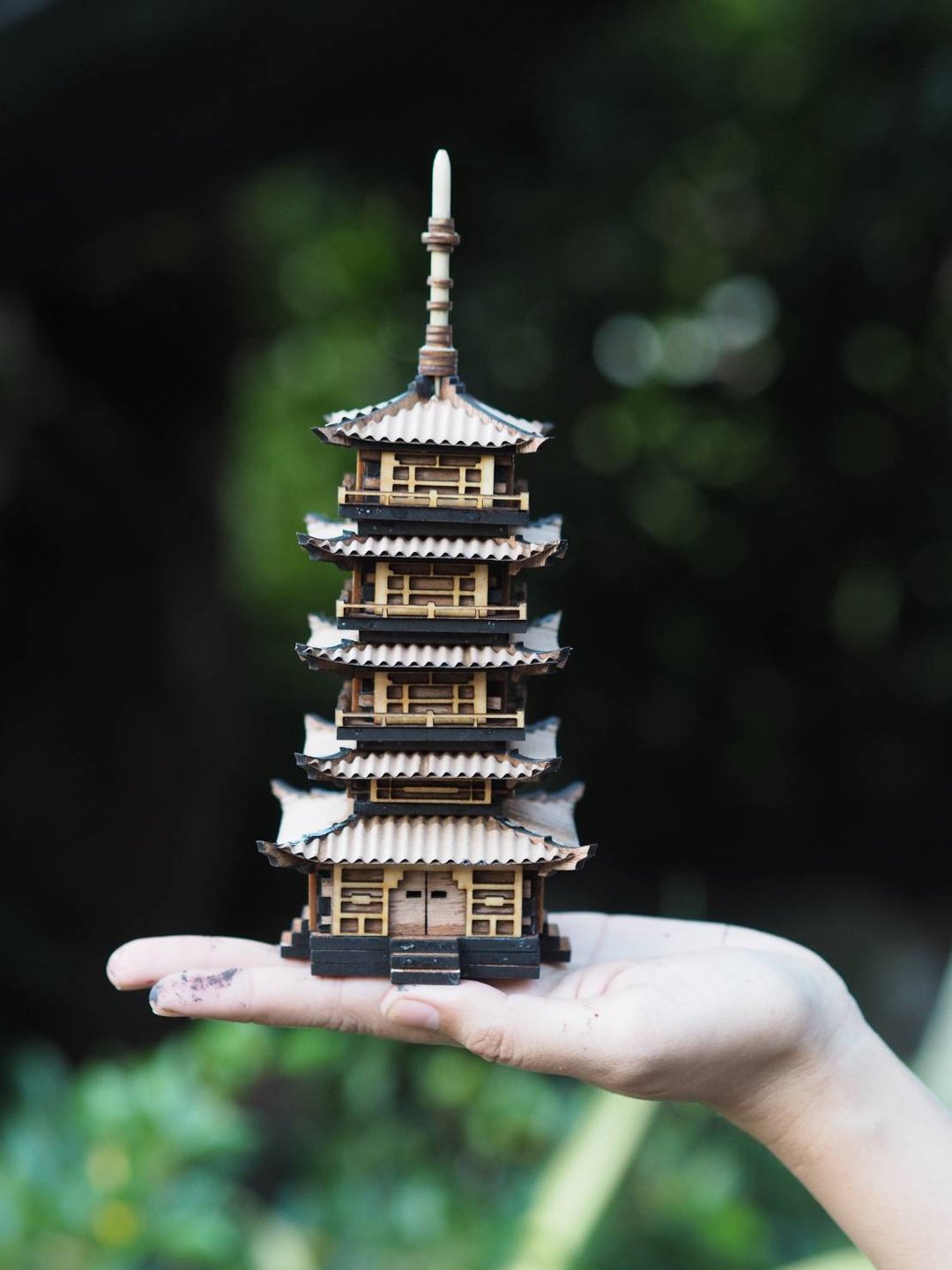 Japanese pavilion model scale model for diorama or home and garden decoration - 摆饰 - 木头 红色