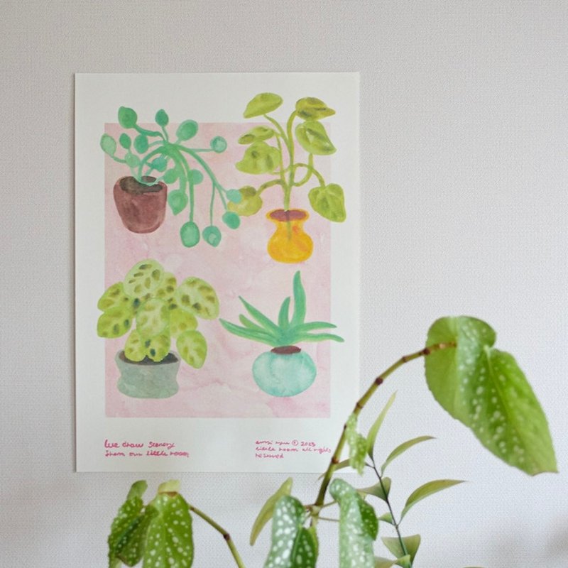 现货 - 韩国插画品牌 little room - 植物的房间孔版印刷 A3 海报 - 海报/装饰画/版画 - 纸 绿色