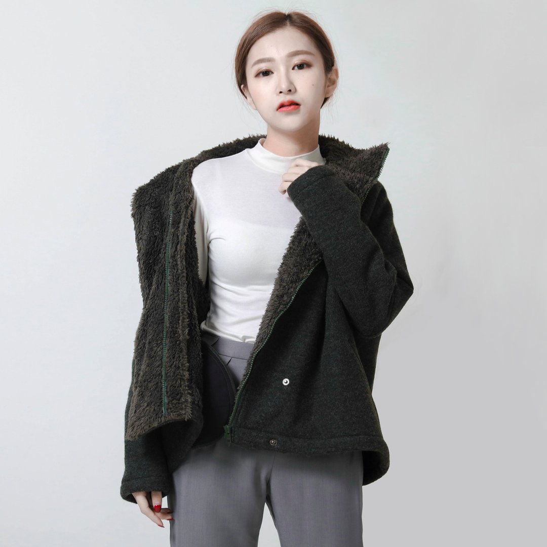 Hunter 猎人绒毛外套_6AF206_军绿 - 女装休闲/机能外套 - 棉 绿色