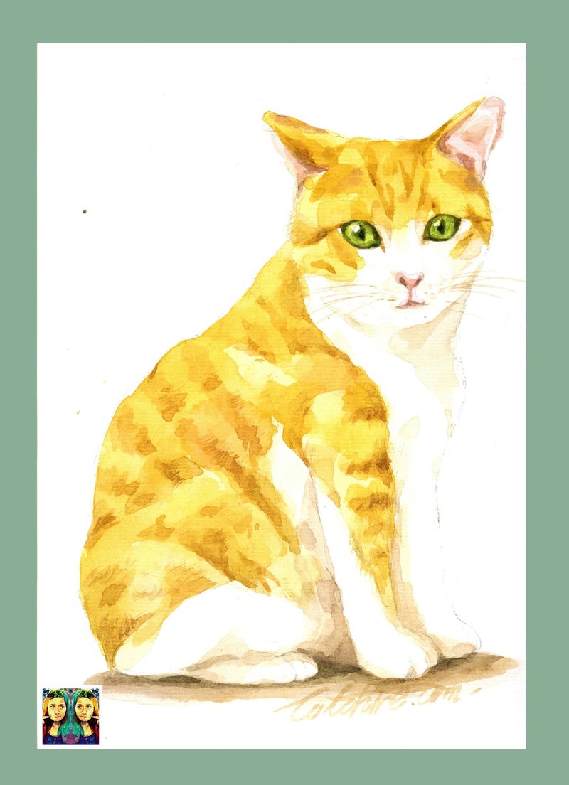 猫咖啡橘猫_手绘原作(仅此一件) - 海报/装饰画/版画 - 纸 