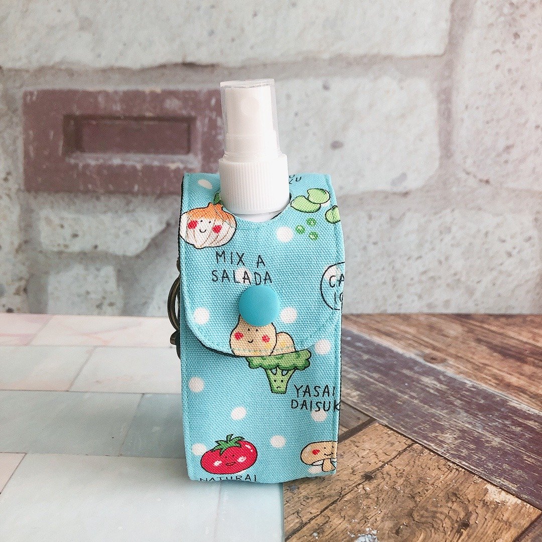 【健康蔬菜】酒精瓶收纳袋 防疫必备 - 收纳用品 - 棉．麻 蓝色