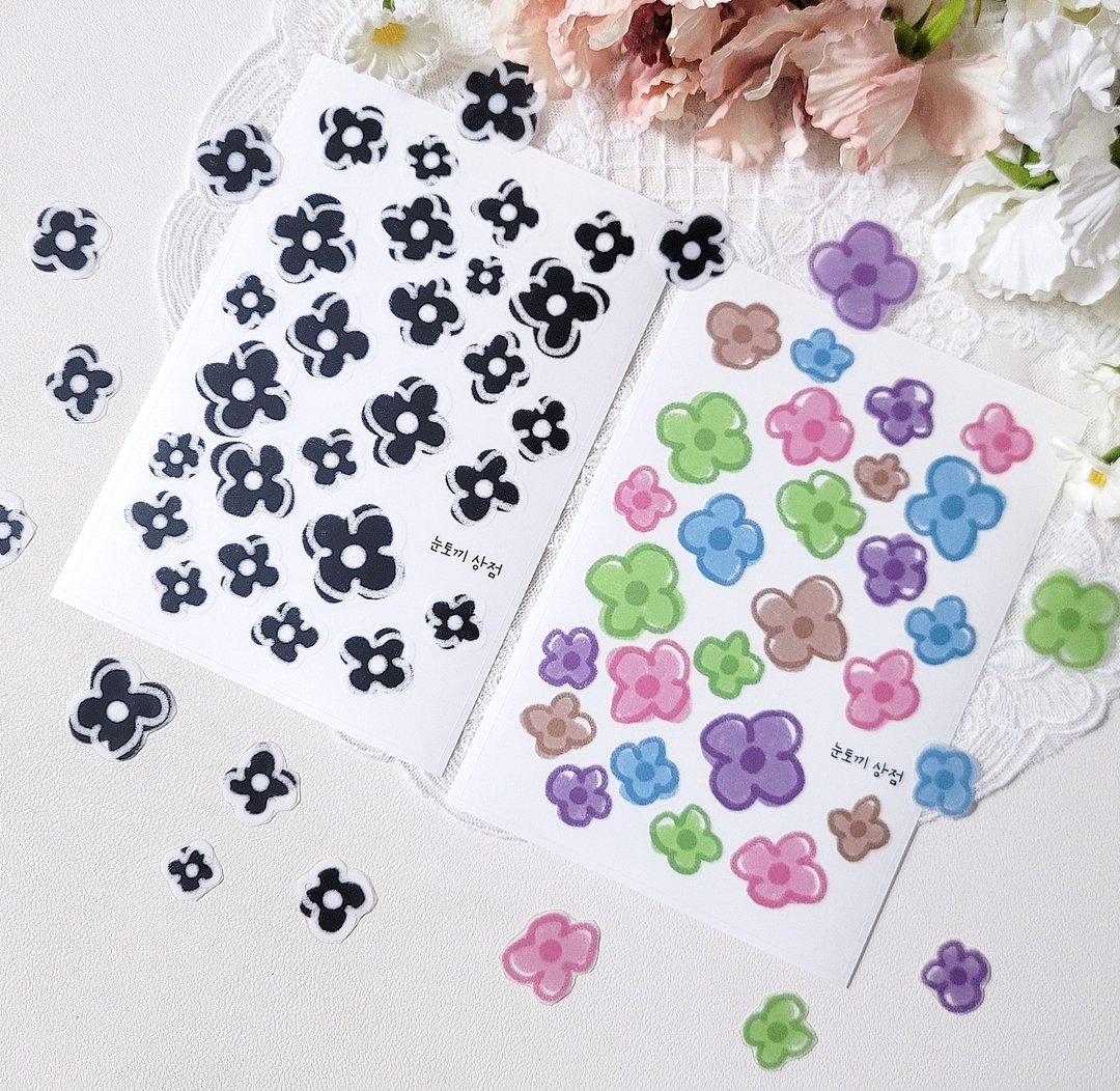 蜡笔花卉贴纸 - 贴纸 - 其他材质 