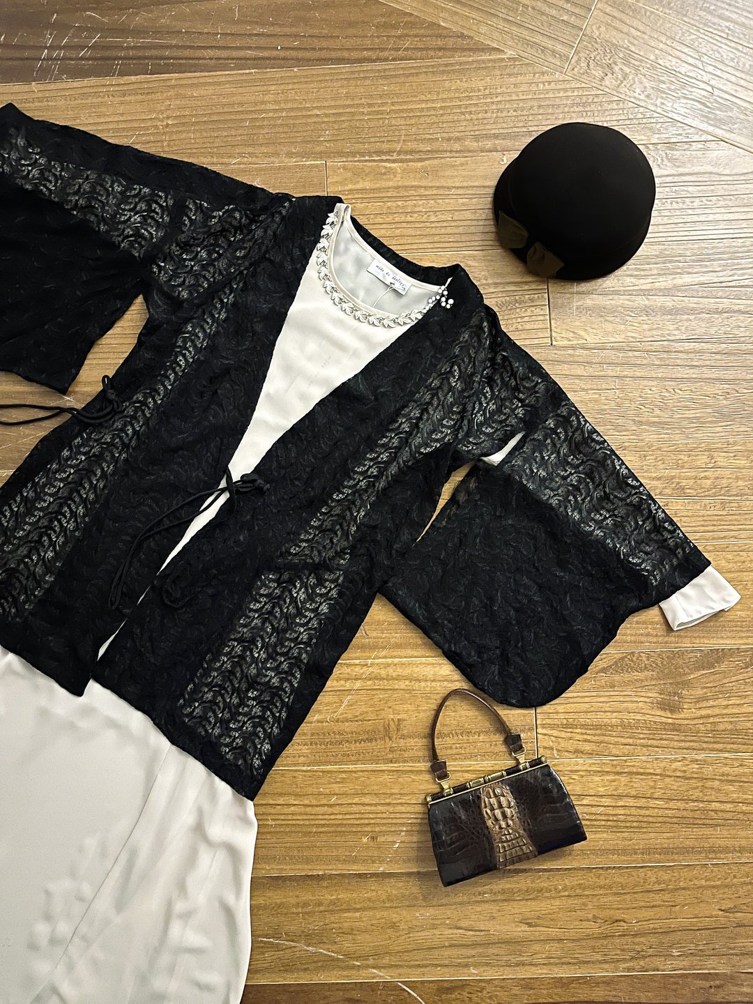 袅袅百货公司-Vintage 黑色月牙蕾丝和服羽织 - 其他 - 其他材质 