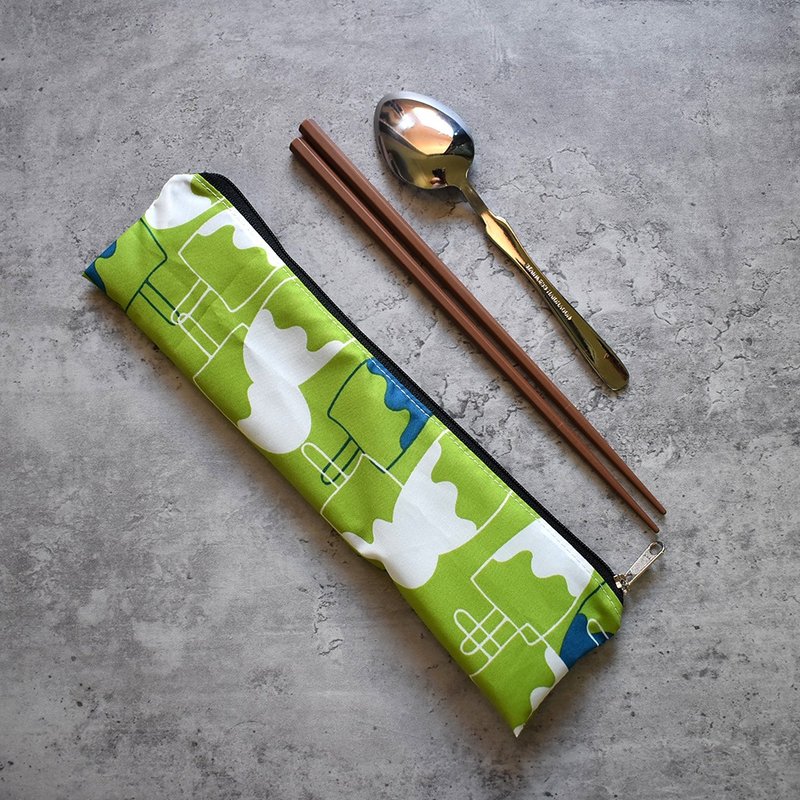 外出餐具组(筷袋+筷子+汤匙)_雪糕 - 餐刀/叉/匙组合 - 尼龙 绿色