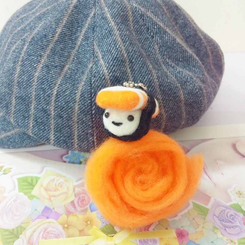 居家防疫良伴-鲑鱼寿司酱-材料包DIY羊毛毡/羊毛毡戳戳乐/手做礼 - 玩偶/公仔 - 羊毛 橘色