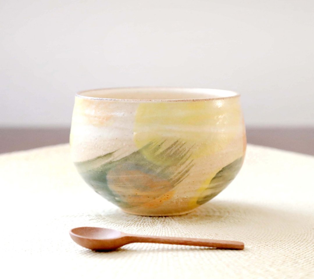 特价商品 / 色彩缤纷、充满乡村气息的陶碗，土井淳基 2 - 碗 - 陶 卡其色