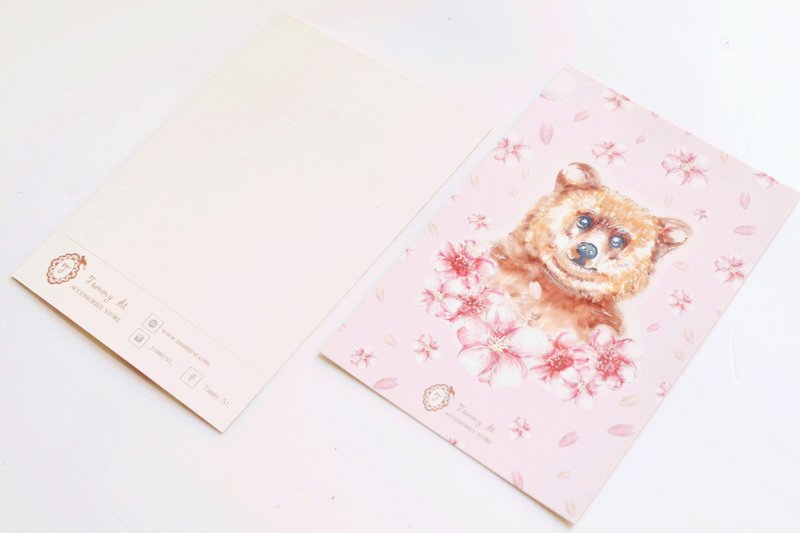 Sakura Bear 粉红色樱熊兔明信片 - 卡片/明信片 - 纸 粉红色