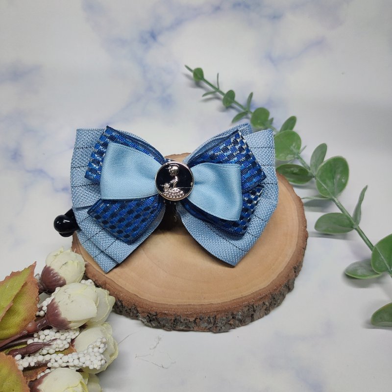 粉蓝色清新-香蕉夹鲨鱼夹弹簧夹 - 发饰 - 棉．麻 蓝色