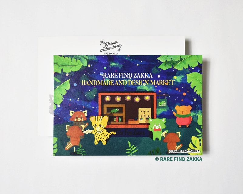 Dream Adventures of RFZ Panda 明信片#01 在夜幕森林里的小市集 - 卡片/明信片 - 纸 蓝色