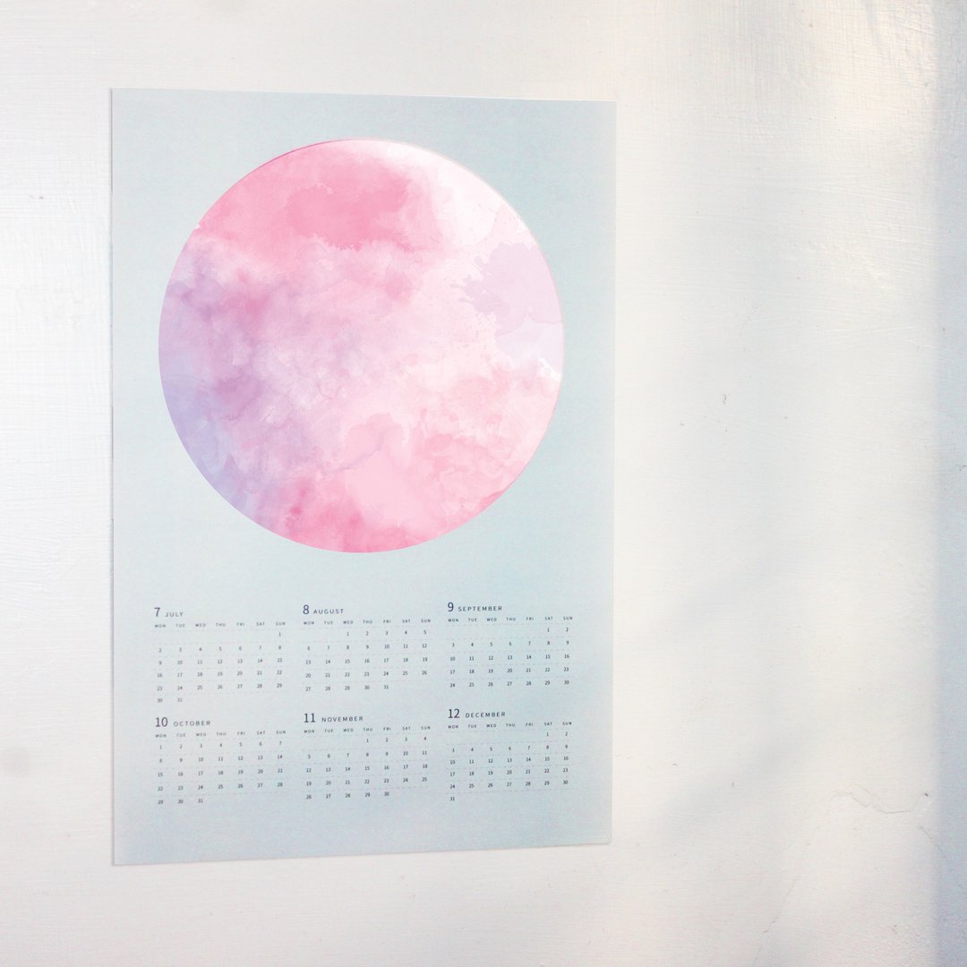 2019 星球/月球年历海报 (限量10份) - 墙贴/壁贴 - 纸 粉红色