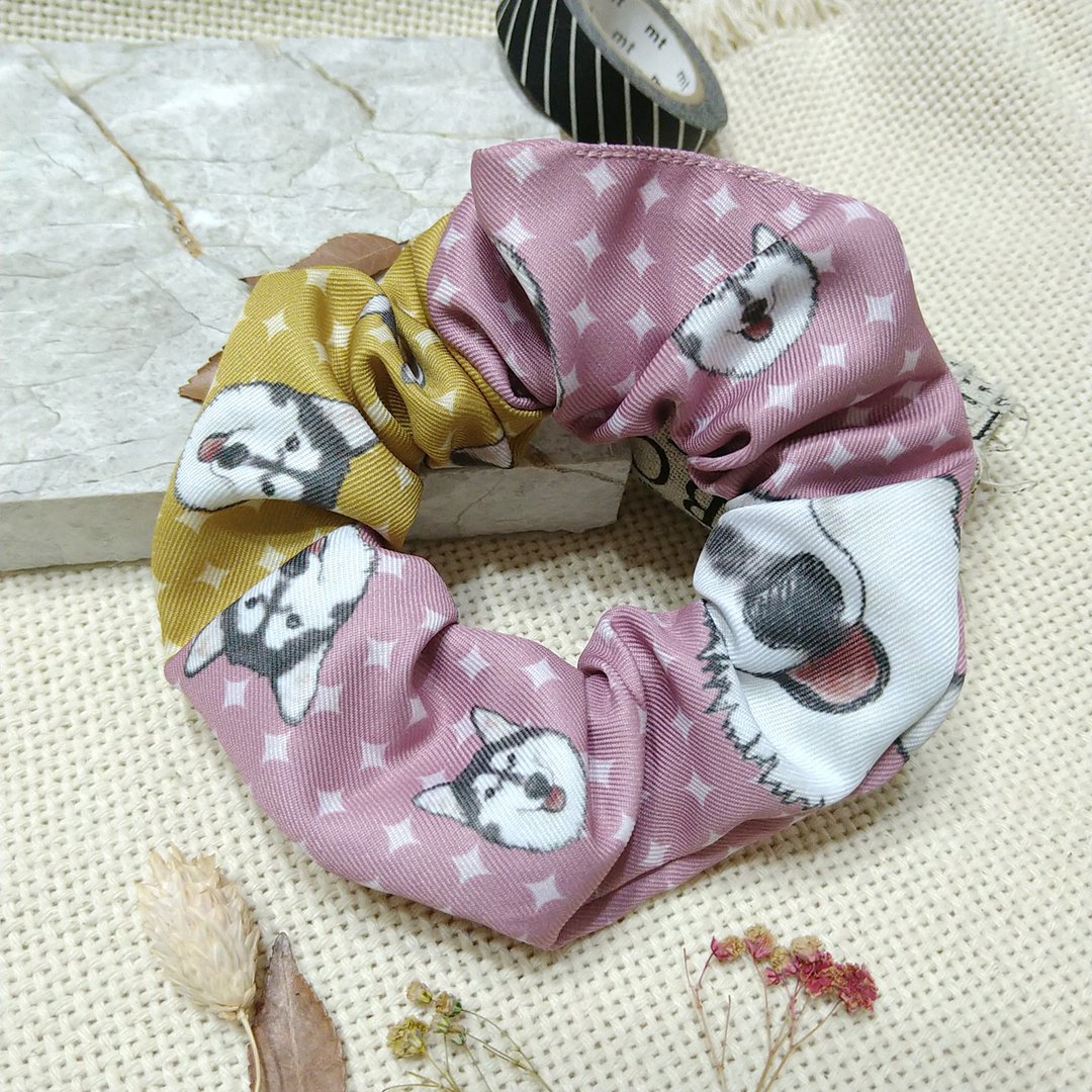 哈士奇-黄金猎犬-松狮-喜乐蒂-黄粉星芒-大肠发圈-马尾发带 - 发饰 - 聚酯纤维 