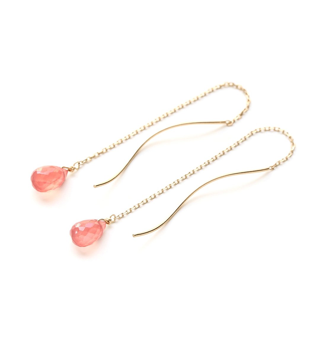 K10 Single Inca Rose (Briolette Cut) American Earrings ~MONTBRETIA~ - 耳环/耳夹 - 宝石 粉红色