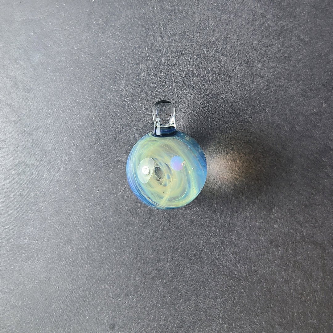 迷你 星球 宇宙 手工 玻璃 纯银项链 - 项链 - 玻璃 黑色