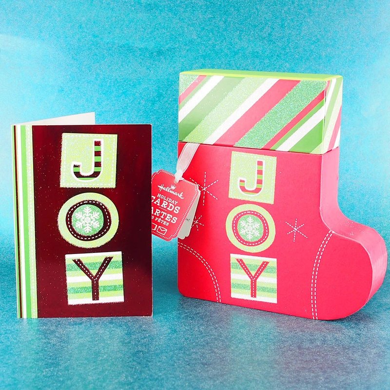 JOY立体圣诞袜 圣诞盒卡（16张卡片） - 卡片/明信片 - 纸 多色