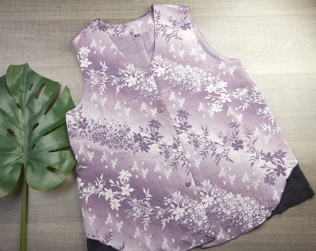 加大码 | 复古女式背心- 花卉印花背心|  女士复古服装 - 女装背心 - 其他材质 紫色