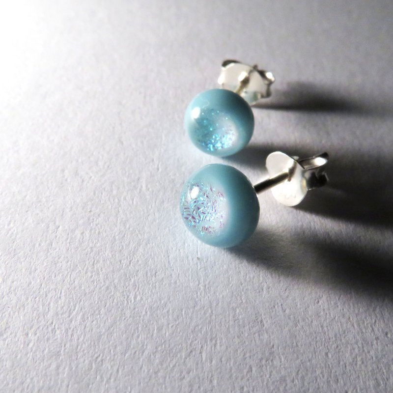 milk琉璃纯银耳针 / 蓝(耳针、耳夹) - 耳环/耳夹 - 玻璃 蓝色