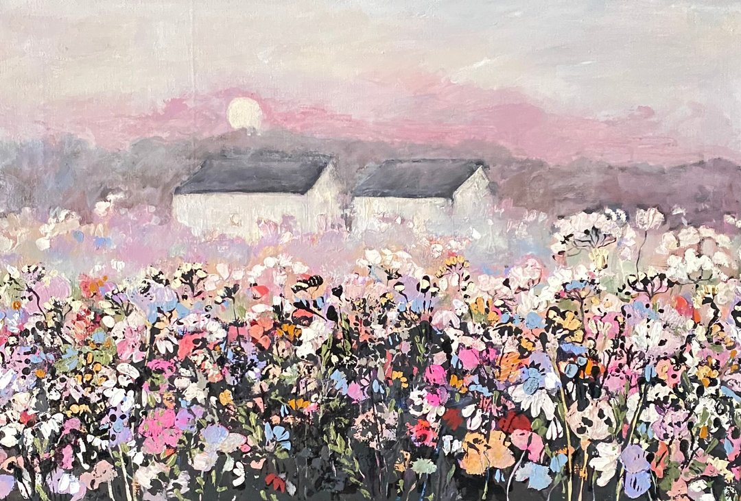 油彩画布 风景画 花田 印象派绘画 - 墙贴/壁贴 - 其他材质 粉红色