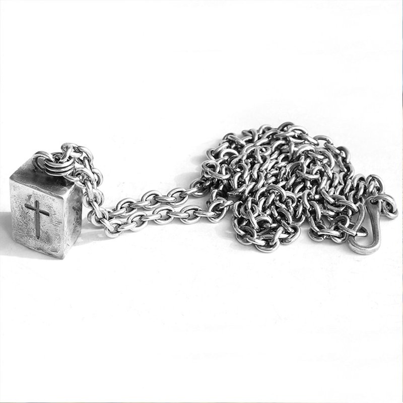 纯银十字架项链 足银基督首饰 原创手工制作 可定做 - 项链 - 纯银 银色