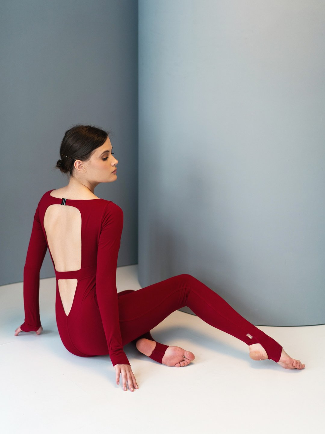 Yoga bodysuit, unitard. Organic cotton jumpsuit. Fitness suit. Yoga wear - 背带裤/连体裤 - 棉 红色