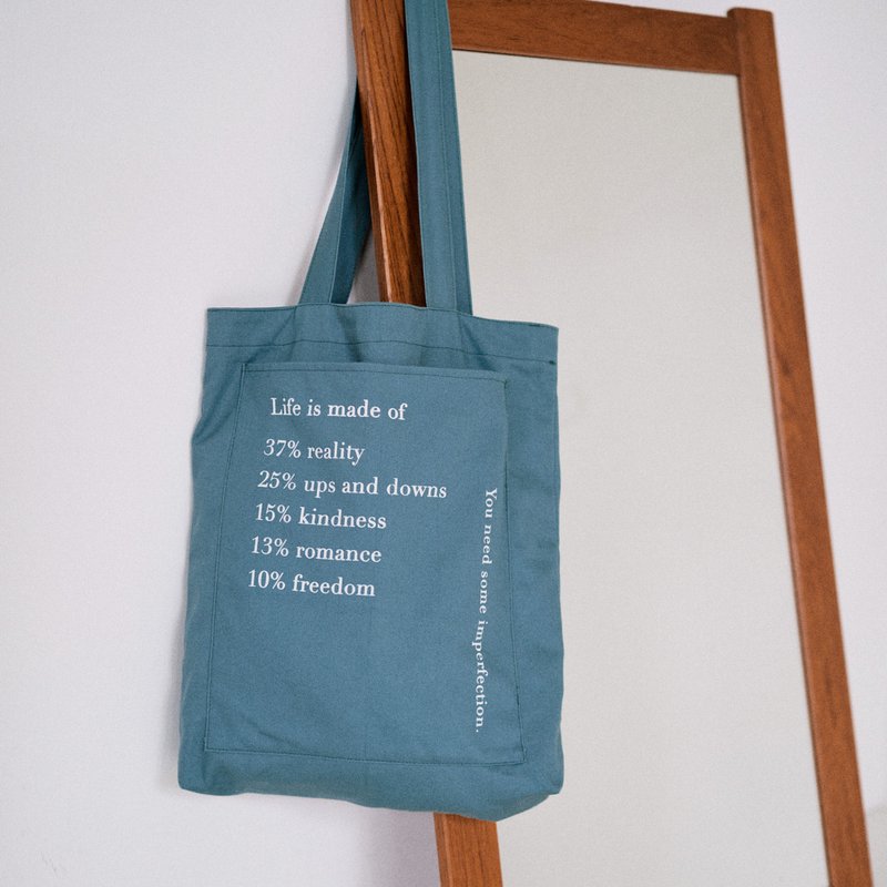 Life is made of 湖蓝环保购物袋 - 侧背包/斜挎包 - 棉．麻 蓝色