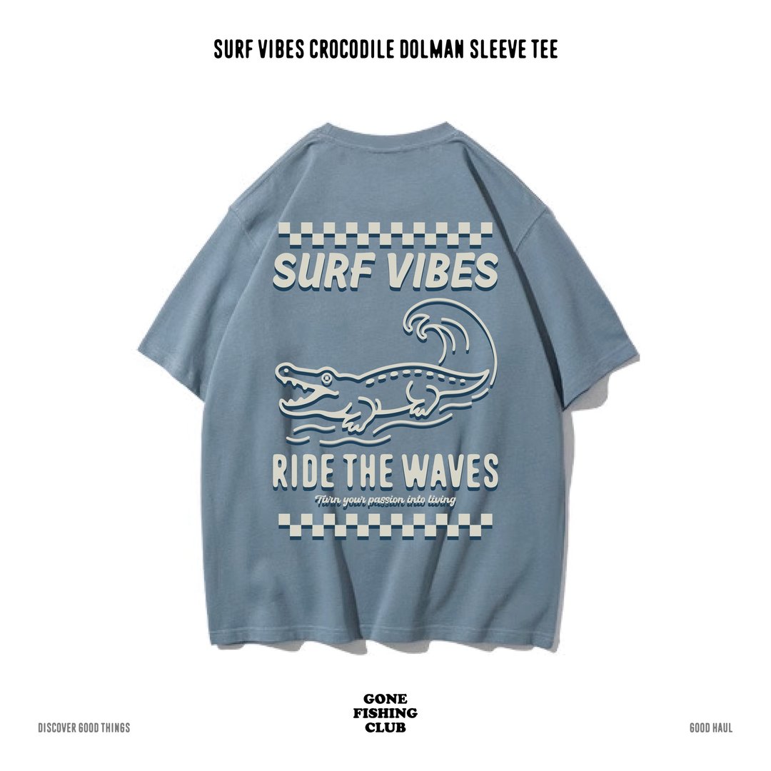 SURF VIBES CROCODILE 鳄鱼 中性短袖T恤 8色男女同款 - 男装上衣/T 恤 - 棉 蓝色