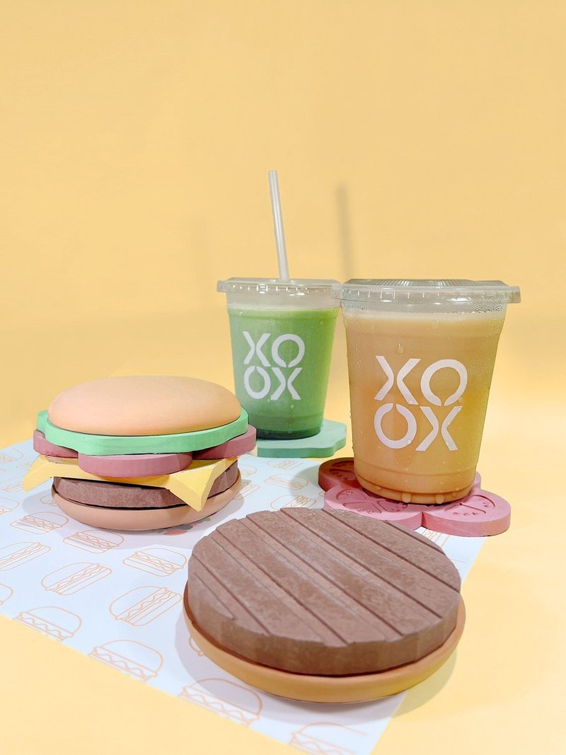 【水泥材质】汉堡杯垫 - 杯垫 - 水泥 多色