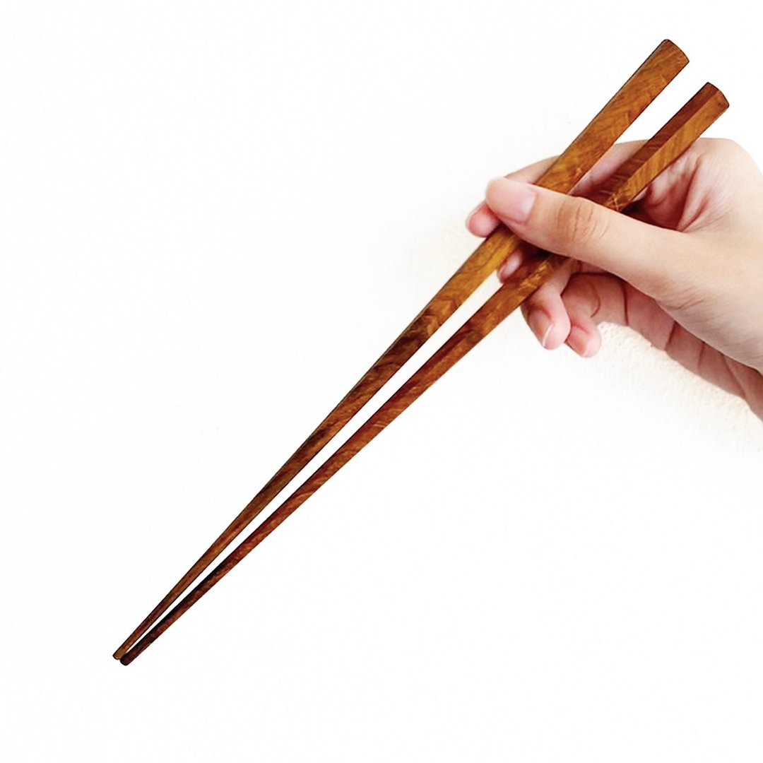 Natural Teak Wooden Chopsticks Hexagonal Handle Japanese Korean Chinese - 筷子/筷架 - 木头 咖啡色
