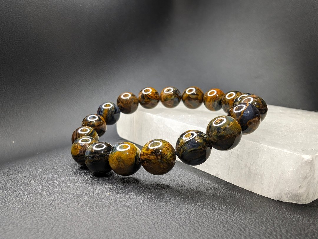 彼得石 Pietersite 10mm 纳米比亚  手串 天然水晶 彼德石 - 手链/手环 - 水晶 蓝色
